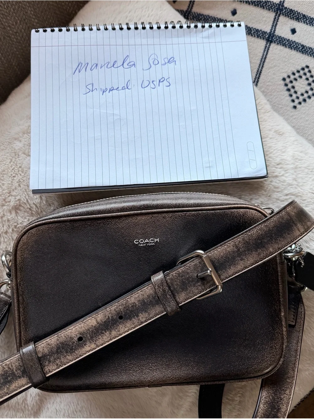 Coach loved leather radio camera bag